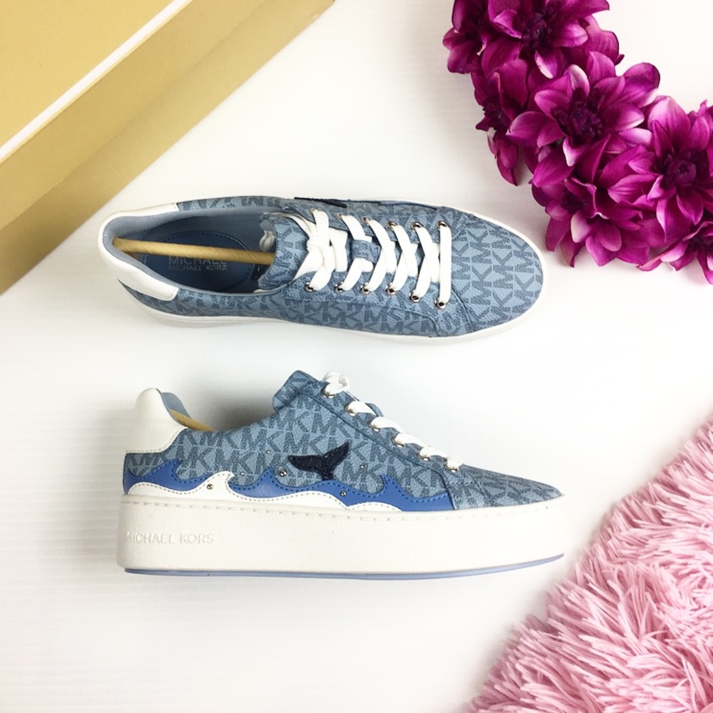 SALE Michael Kors Poppy Lace Up Sneakers - Picture 3 of 7
